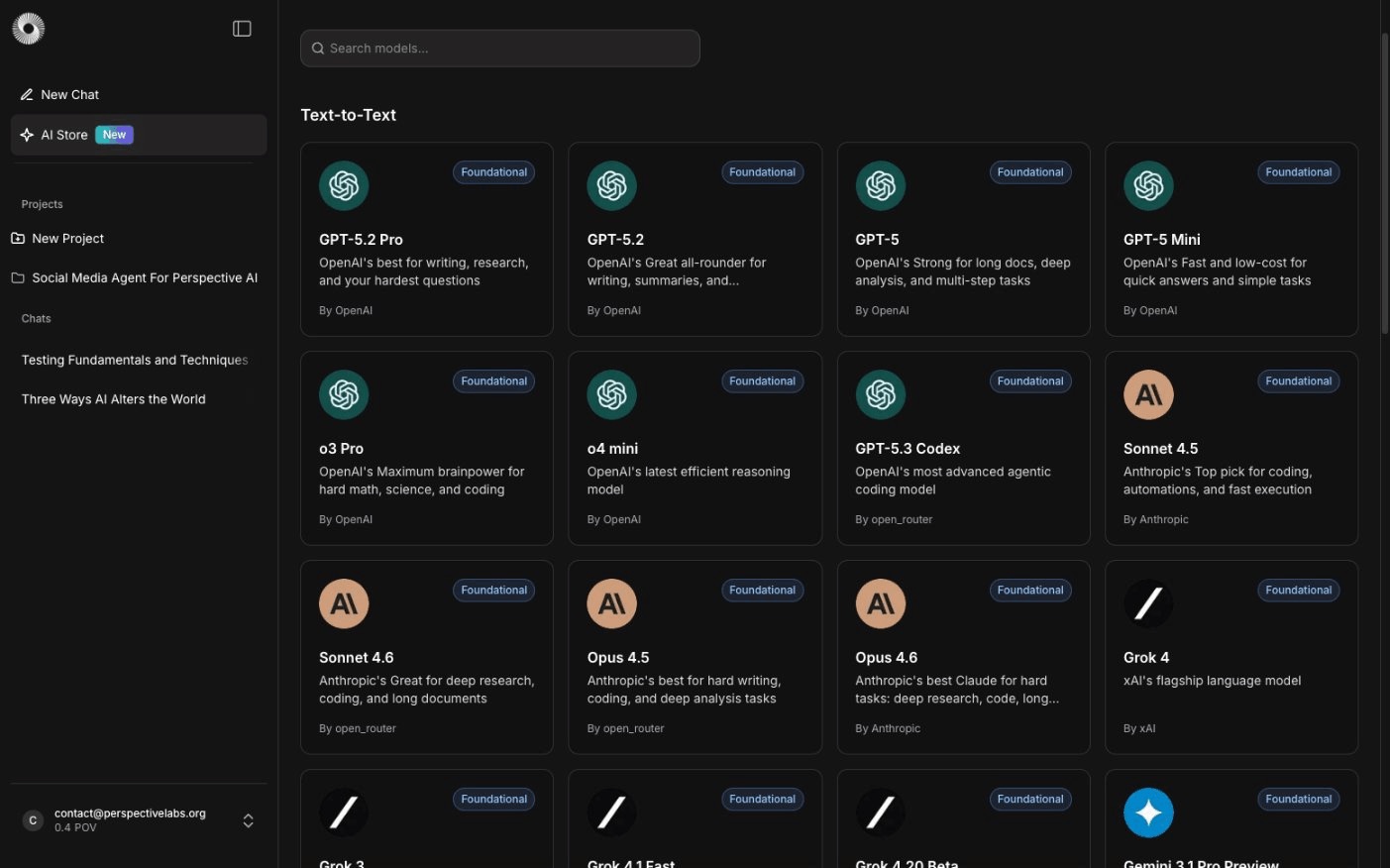 Perspective AI Store with community-built AI tools and models